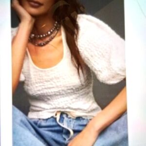 Maeve by Anthropologie balloon sleeve textured top new with defects size Medium